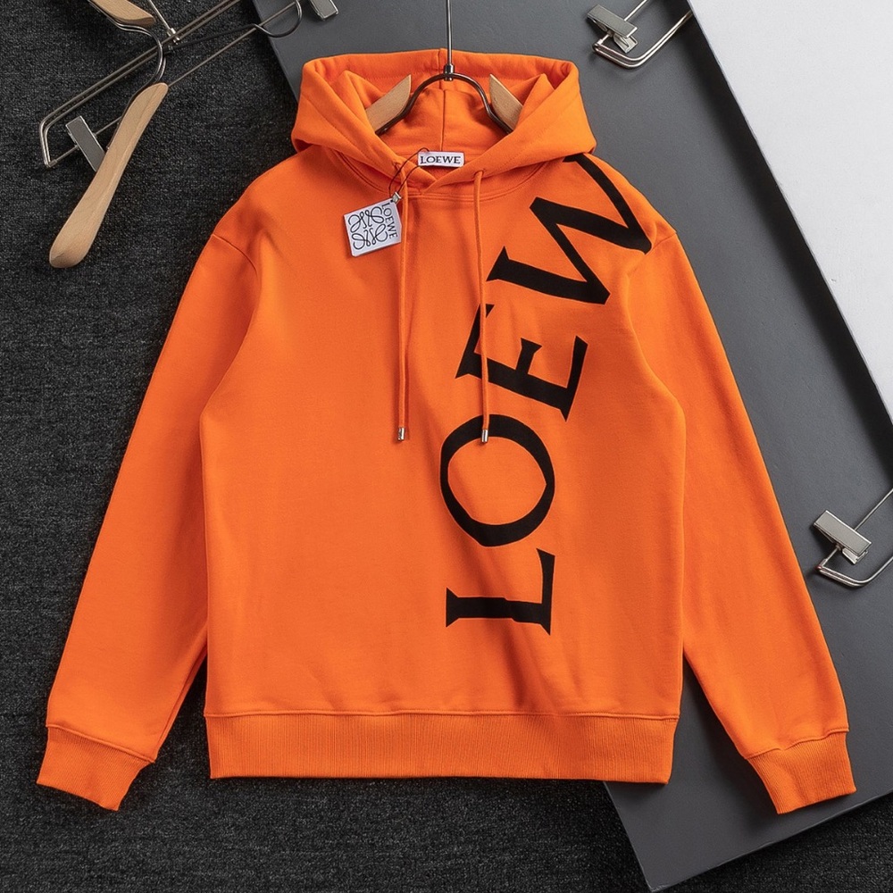 Loewe Orange Hoodie with Black Lettering
